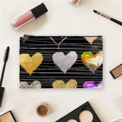 Modern Heart Pattern Cosmetic Bag (medium)  by NouveauDesign