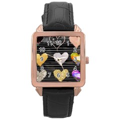 Modern Heart Pattern Rose Gold Leather Watch  by NouveauDesign