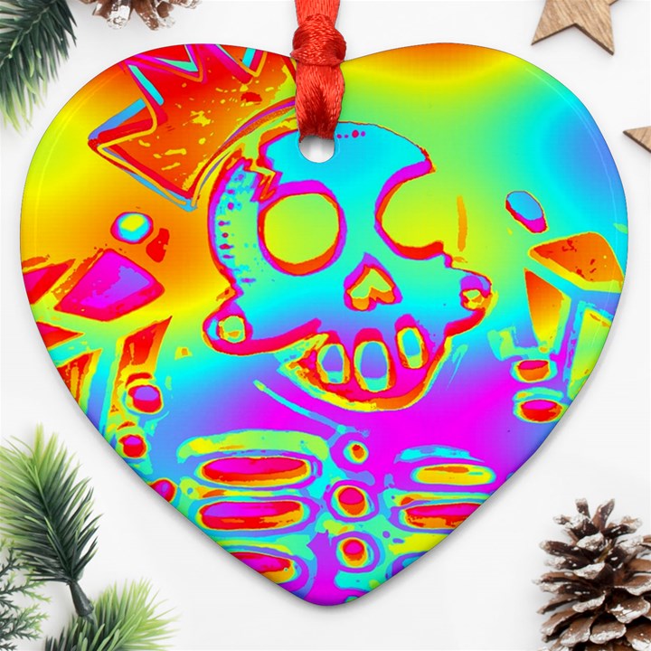 Rainbow Skeleton King Ornament (Heart)