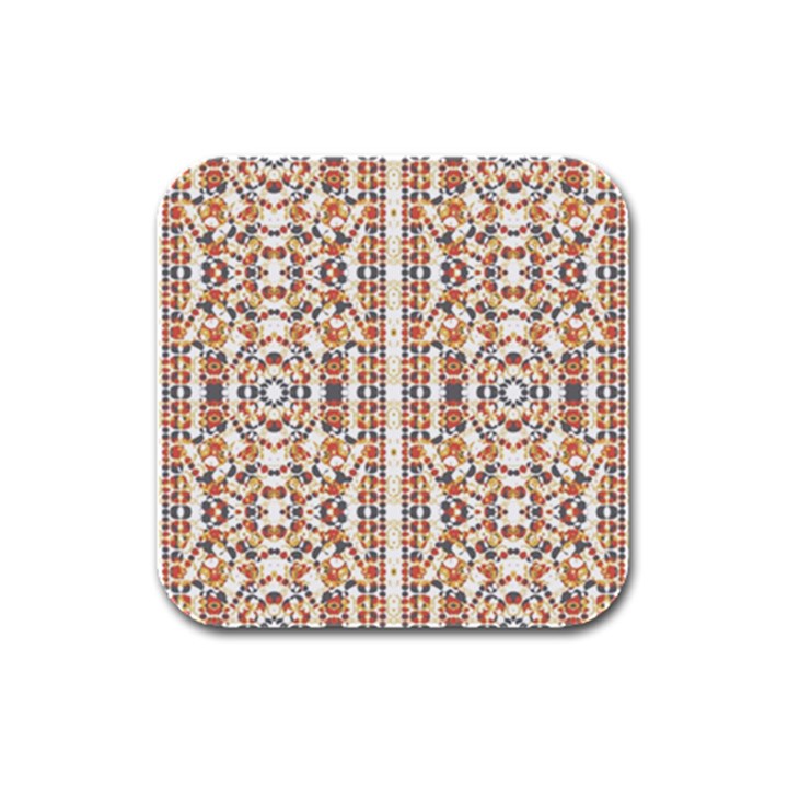 Multicolored Geometric Pattern  Rubber Square Coaster (4 pack) 