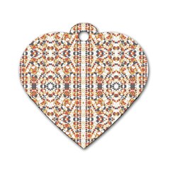 Multicolored Geometric Pattern  Dog Tag Heart (two Sides) by dflcprints