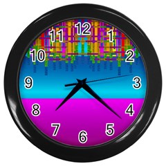 Sky Earth And Star Fall Wall Clocks (black) by pepitasart