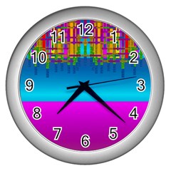 Sky Earth And Star Fall Wall Clocks (silver)  by pepitasart