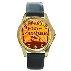 Ready For Summer Round Gold Metal Watch