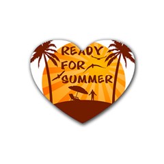 Ready For Summer Rubber Coaster (heart)  by Melcu