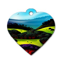 Morning Mist Dog Tag Heart (one Side) by ValleyDreams