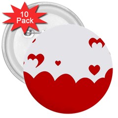 Heart Shape Background Love 3  Buttons (10 Pack)  by Nexatart