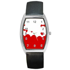 Heart Shape Background Love Barrel Style Metal Watch by Nexatart