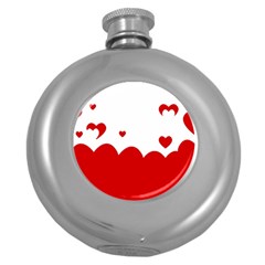 Heart Shape Background Love Round Hip Flask (5 Oz) by Nexatart