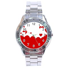 Heart Shape Background Love Stainless Steel Analogue Watch by Nexatart