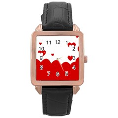 Heart Shape Background Love Rose Gold Leather Watch  by Nexatart