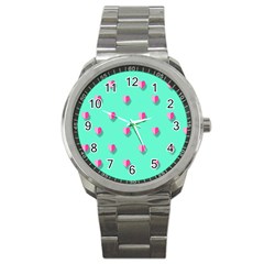 Love Heart Set Seamless Pattern Sport Metal Watch by Nexatart