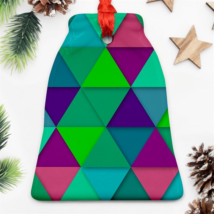 Background Geometric Triangle Bell Ornament (Two Sides)