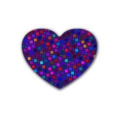 Squares Square Background Abstract Rubber Coaster (heart)  by Nexatart