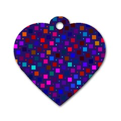 Squares Square Background Abstract Dog Tag Heart (two Sides) by Nexatart