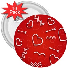 Background Valentine S Day Love 3  Buttons (10 Pack)  by Nexatart