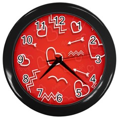 Background Valentine S Day Love Wall Clocks (black) by Nexatart