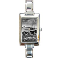 Omaha Airfield Airplain Hangar Rectangle Italian Charm Watch