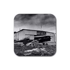 Omaha Airfield Airplain Hangar Rubber Coaster (Square) 