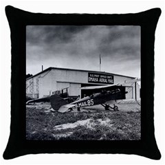 Omaha Airfield Airplain Hangar Throw Pillow Case (Black)