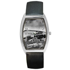 Omaha Airfield Airplain Hangar Barrel Style Metal Watch