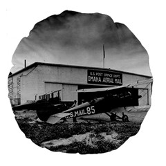 Omaha Airfield Airplain Hangar Large 18  Premium Round Cushions