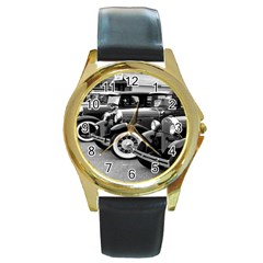 Vehicle Car Transportation Vintage Round Gold Metal Watch by Nexatart