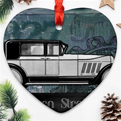 Vintage Car Automobile Auburn Ornament (heart) by Nexatart