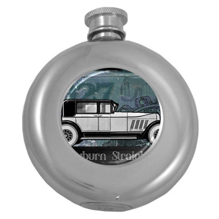 Vintage Car Automobile Auburn Round Hip Flask (5 oz)