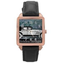 Vintage Car Automobile Auburn Rose Gold Leather Watch 