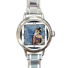 Java Indonesia Girl Headpiece Round Italian Charm Watch by Nexatart