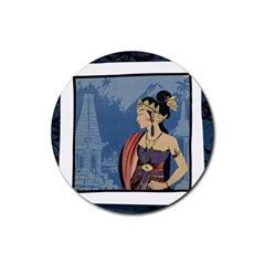 Java Indonesia Girl Headpiece Rubber Round Coaster (4 Pack)  by Nexatart