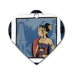 Java Indonesia Girl Headpiece Dog Tag Heart (two Sides) by Nexatart