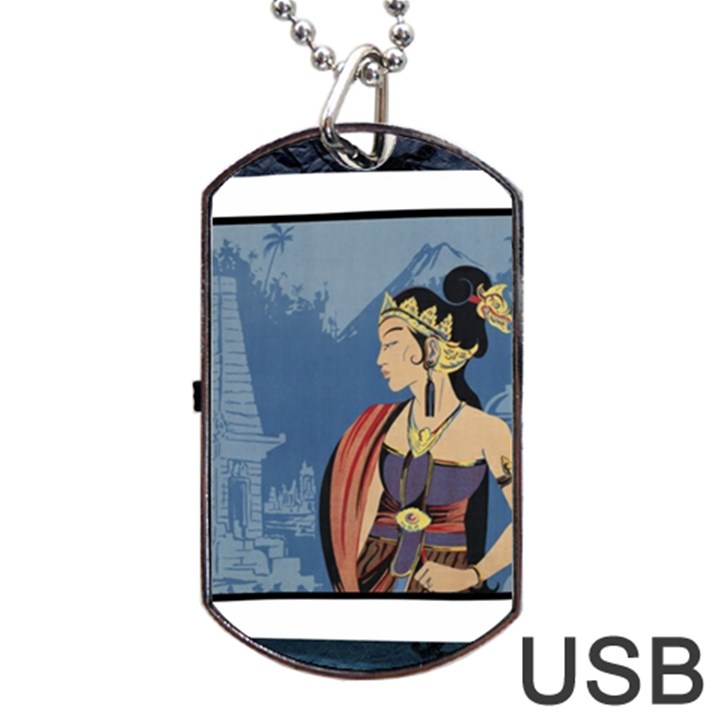 Java Indonesia Girl Headpiece Dog Tag USB Flash (One Side)