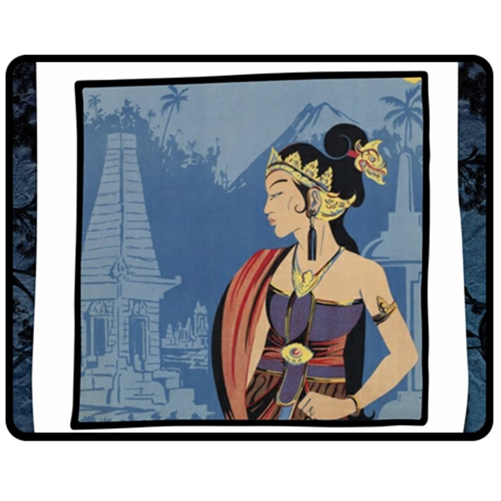 Java Indonesia Girl Headpiece Double Sided Fleece Blanket (Medium) 