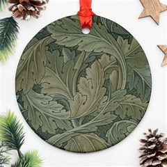 Vintage Background Green Leaves Ornament (round) by Nexatart