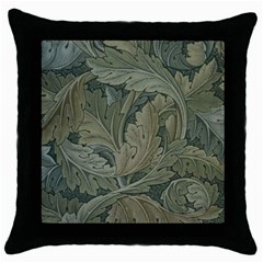 Vintage Background Green Leaves Throw Pillow Case (black) by Nexatart