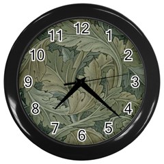 Vintage Background Green Leaves Wall Clocks (black) by Nexatart