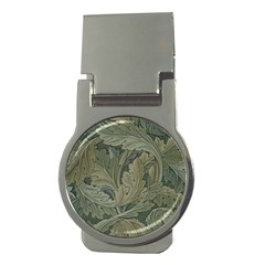 Vintage Background Green Leaves Money Clips (round)  by Nexatart