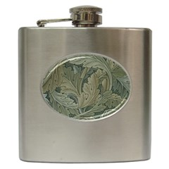 Vintage Background Green Leaves Hip Flask (6 Oz) by Nexatart