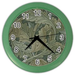 Vintage Background Green Leaves Color Wall Clocks