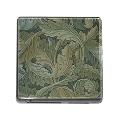 Vintage Background Green Leaves Memory Card Reader (square) by Nexatart