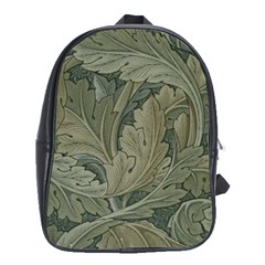 Vintage Background Green Leaves School Bag (xl)