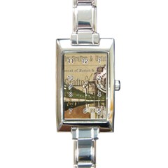 Train Vintage Tracks Travel Old Rectangle Italian Charm Watch by Nexatart