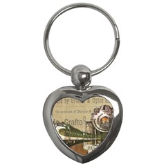 Train Vintage Tracks Travel Old Key Chains (heart)  by Nexatart