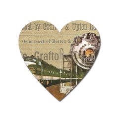 Train Vintage Tracks Travel Old Heart Magnet by Nexatart