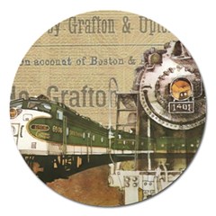 Train Vintage Tracks Travel Old Magnet 5  (round) by Nexatart