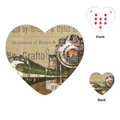 Train Vintage Tracks Travel Old Playing Cards (heart)  by Nexatart