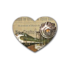 Train Vintage Tracks Travel Old Rubber Coaster (heart)  by Nexatart