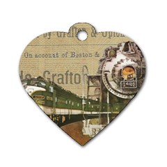 Train Vintage Tracks Travel Old Dog Tag Heart (one Side) by Nexatart